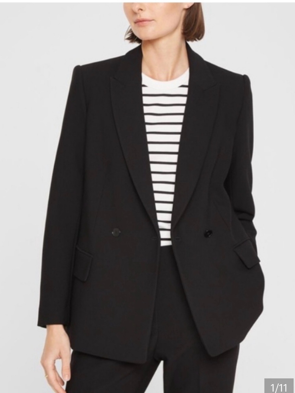Club Monaco Black Double-Breasted Blazer with Gold Buttons